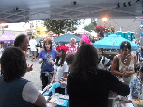 View from inside the evangelism booth